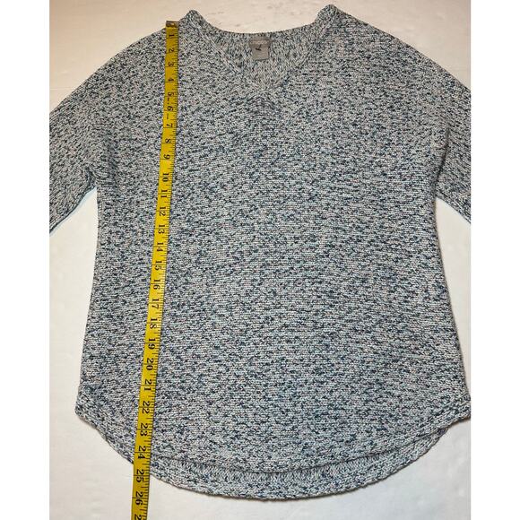 Chico’s V-Neck Pullover Sweater Size 0 US Small White Green Pink Shine Shimmer - Picture 4 of 7